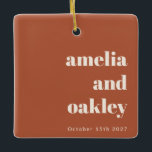 ミニマリスト錆秋レトロカスタムウェディングフォト セラミックオーナメント<br><div class="desc">ミニマはっきりしたリスト錆秋レトロシンプルカスタムウェディングフォトセラミックオーナメント</div>