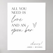 ミニマリスト開いたバー記号 |モダンの結婚バー ポスター (正面)