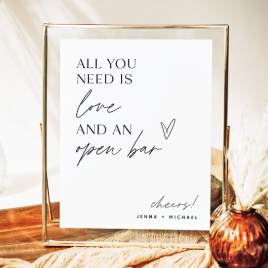 ミニマリスト開いたバー記号 |モダンの結婚バー ポスター