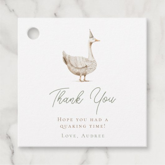 ミニマリスト間抜けグース誕生日ありがとう フェイバータグ (正面)