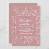 ミニマリスト離れユーカリスの赤ちゃん 招待状 (正面/裏面)