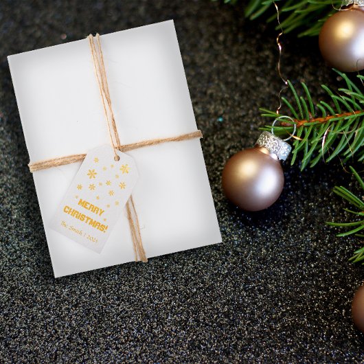 ミニマリスト雪のパーソナライズされたバーガンディ ギフトタグ