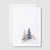 ミニマリスト雪の木の冬の結婚式 ベラム紙招待状 (オフセット)