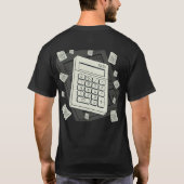 ミニマリスト電卓と数学パターンイラスト Tシャツ (裏面)
