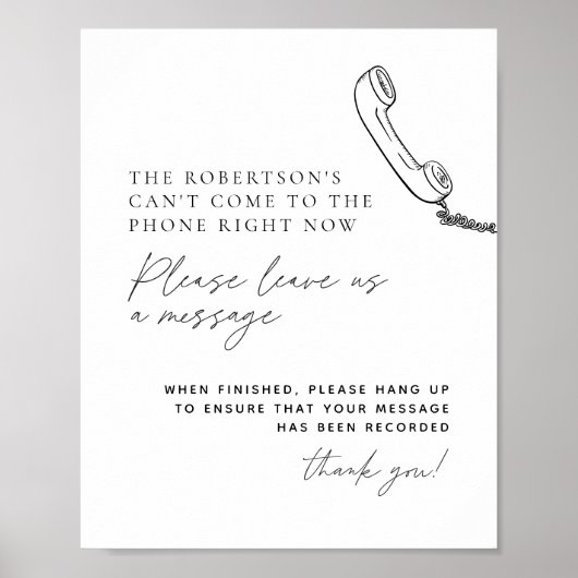 ミニマリスト電話メッセージオーディオゲストブックサイン ポスター (正面)