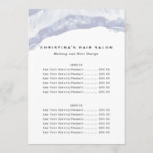 ミニマリスト青の水の色のビジネス価格リスト メニュー (裏面)