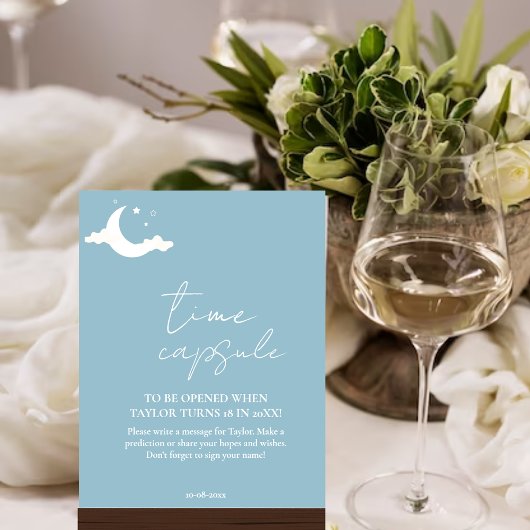 ミニマリスト青ベビーシャワー時間カプセルのサイン ポスター