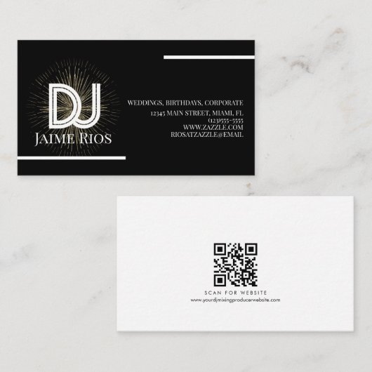 ミニマリスト音楽プロデューサー黒金ゴールド名刺 名刺 (正面/裏面)