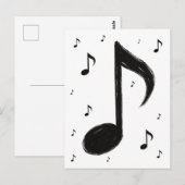 ミニマリスト音楽記号 - 墨絵風 ポストカード (正面/裏面)