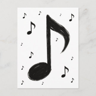 ミニマリスト音楽記号 - 墨絵風 ポストカード