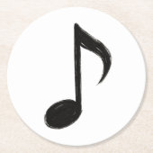 ミニマリスト音楽記号 - 墨絵風 ラウンドペーパーコースター (正面)