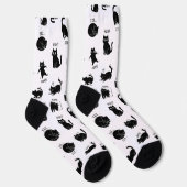 ミニマリスト風おもしろ黒猫パターン  ソックス (右)
