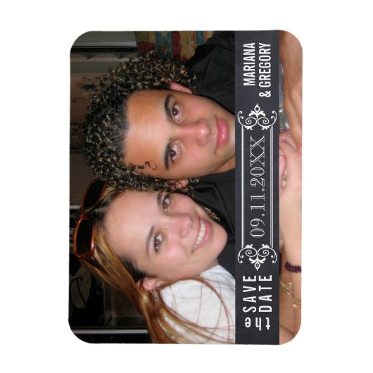 ミニマリスト風の結婚式お知らせ 現代のウェディングフォト マグネット (縦)