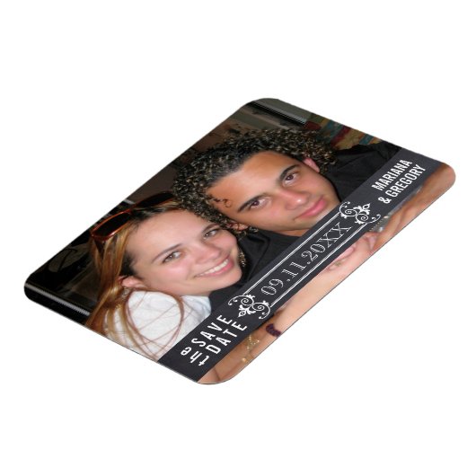 ミニマリスト風の結婚式お知らせ 現代のウェディングフォト マグネット (左側)