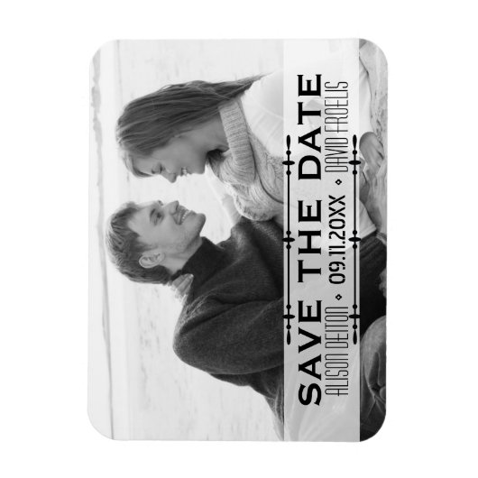 ミニマリスト風の結婚式のSave the Dateシンプルな写真 マグネット (縦)