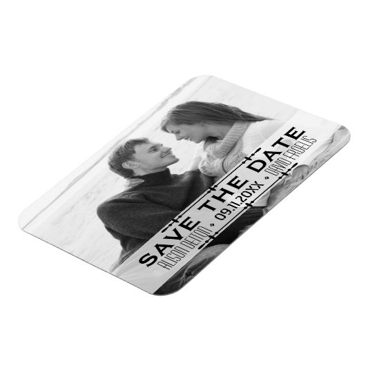 ミニマリスト風の結婚式のSave the Dateシンプルな写真 マグネット (左側)