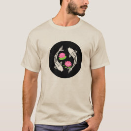 ミニマリスト風の鯉の渦とスイレン Tシャツ