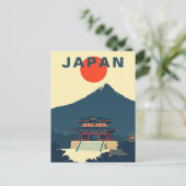ミニマリスト風 富士山 日本 ヴィンテージ ポストカード (スタンド正面)
