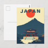 ミニマリスト風 富士山 日本 ヴィンテージ ポストカード (正面/裏面)