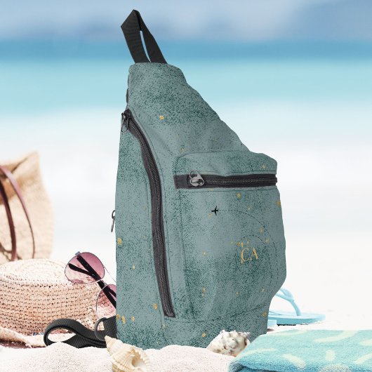 ミニマリスト飛行機ダスティブルーモノグラム旅行 スリングバッグ