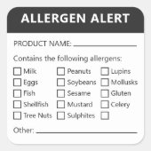ミニマリスト食品安全アレルゲン警告情報 スクエアシール (正面)