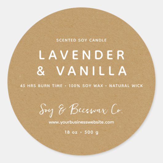 ミニマリスト香り大豆ビーズワックスキャンドルクラフト ラウンドシール (正面)