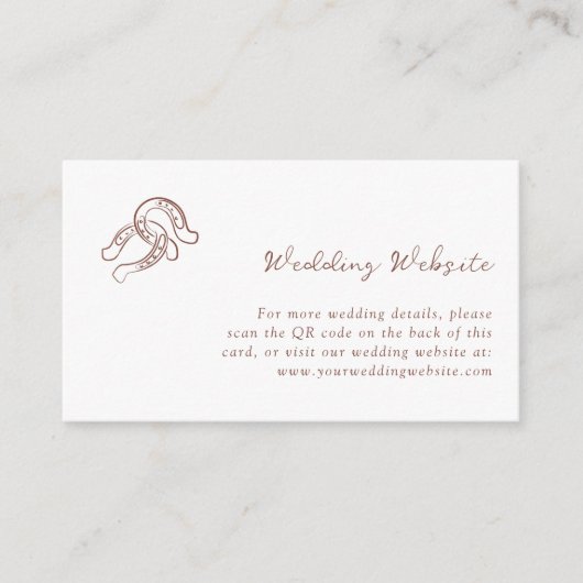 ミニマリスト馬蹄形 |の結婚WebサイトQRコード エンクロージャーカード (正面)