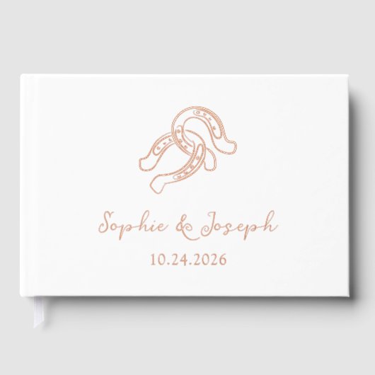 ミニマリスト馬蹄形 | 実在金結婚箔 ゲストブック (正面)