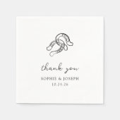 ミニマリスト馬蹄形 |白黒結婚の スタンダードカクテルナプキン (正面)