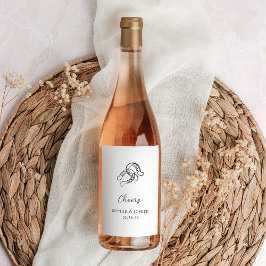 ミニマリスト馬蹄形 |白黒結婚の ワインラベル