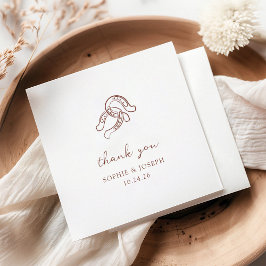 ミニマリスト馬蹄形 | 茶色と白結婚の スタンダードカクテルナプキン