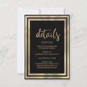 ミニマリスト高級ブラック結婚金ゴールド詳細 招待状 (正面)