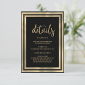 ミニマリスト高級ブラック結婚金ゴールド詳細 招待状 (スタンド正面)