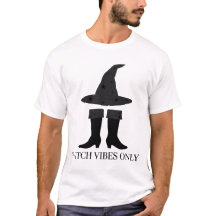 ミニマリスト魔女の帽子 半袖Tシャツ Witch Vibes Only