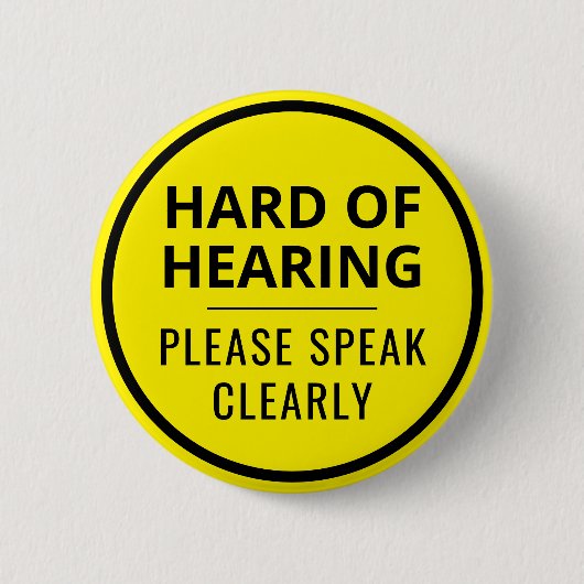 ミニマリスト黄文字懸命聴覚 缶バッジ (正面)