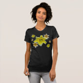 ミニマリスト黄色いユリの花のマクロ写真アート Tシャツ (正面フル)