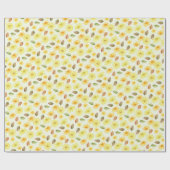 ミニマリスト黄色ひまわり花と秋の秋葉 ラッピングペーパー (フラット)