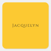 ミニマリスト黄色オレンジ色のプレーン名エレガント前(モダンS) スクエアシール (正面)
