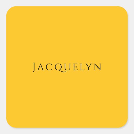 ミニマリスト黄色オレンジ色のプレーン名エレガント前(モダンS) スクエアシール (正面)