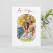 ミニマリスト黄金の愛の喜び平和クリスマスファミリー シーズンカード (スタンド正面)