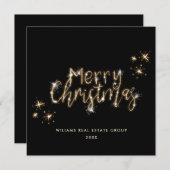 ミニマリスト黄金の輝きメリークリスマス シーズンカード (正面/裏面)