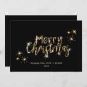 ミニマリスト黄金の輝きメリークリスマス シーズンカード (正面/裏面)
