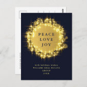 ミニマリスト黄金の輝きライトネイビークリスマス ポストカード (正面/裏面)