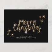 ミニマリスト黄金の輝きライトブラッククリスマス ポストカード (正面)
