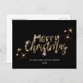 ミニマリスト黄金の輝きライトブラッククリスマス ポストカード (正面/裏面)