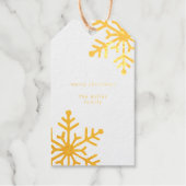 ミニマリスト黄金の雪片メリークリスマス ギフトタグ (正面)