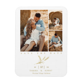 ミニマリスト黄金小麦3写真コラ結婚ージ マグネット