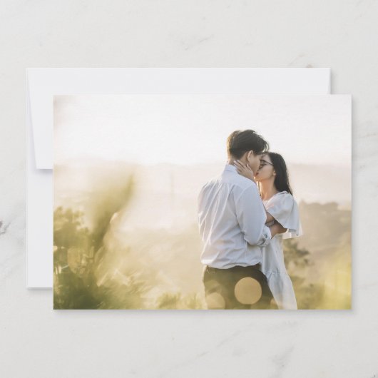 ミニマリスト黄金色のインク結婚ストローク写真 セーブザデート (裏面)