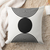 ミニマリスト黒い円ビーズパターン正方形 クッション (ブランケット)