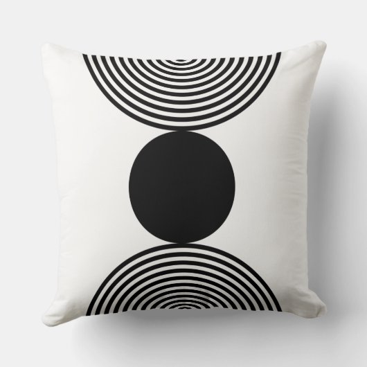 ミニマリスト黒い円ビーズパターン正方形 クッション (裏面)